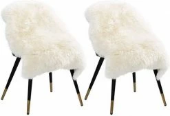 Teppich, EUGAD, 2er-Set Öko Lammfell echtes Longhair Fell L (90-99)x60cm Weiß