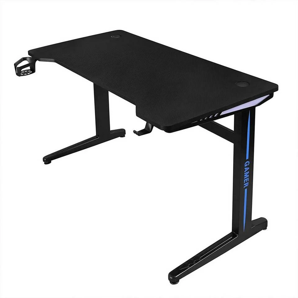 EUGAD Gamingtisch, Gaming Tisch mit LED 120x60cm Ergonomischer Schwarz Computertisch Schreibtisch PC Tisch mit Kabelmanagement Becherhalter Kopfhörerhalterung 6 EUGAD Gamingtisch, Gaming Tisch mit LED 120x60cm Ergonomischer Schwarz Computertisch Schreibtisch PC Tisch mit Kabelmanagement Becherhalter Kopfhörerhalterung – Bild 5