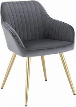 EUGAD Polsterstuhl (Set, 1 Stück), Esszimmerstuhl Küchenstuhl Samt, mit goldener Metallbeinen Blau, Bordeaux, Dunkelgrau, Dunkelgrün, Hellgrau, Rosa, Schwarz