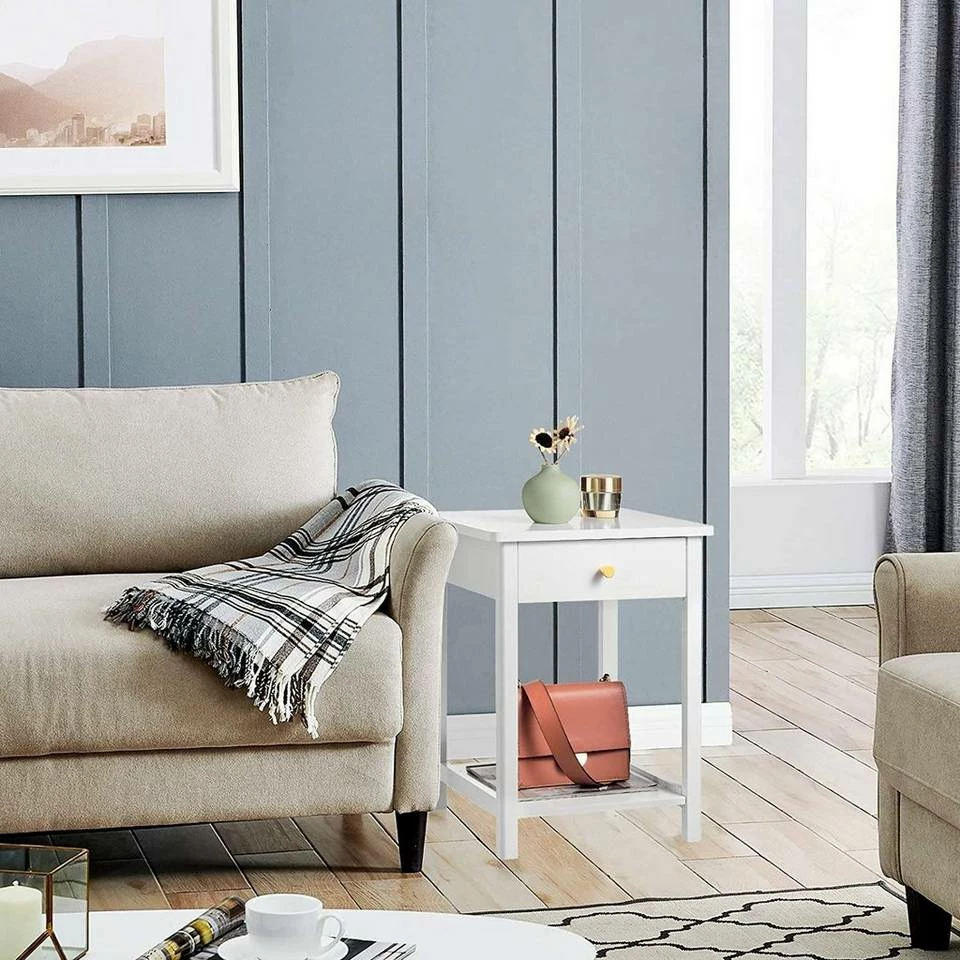 EUGAD Nachttisch, 2er-Set Nachtkommode Sofatisch Kaffeetisch Beistelltisch Nachtschrank für Wohnzimmer Schlafzimmer mit Schublade mit Ablage aus MDF Weiß 11 EUGAD Nachttisch, 2er-Set Nachtkommode Sofatisch Kaffeetisch Beistelltisch Nachtschrank für Wohnzimmer Schlafzimmer mit Schublade mit Ablage aus MDF Weiß – Bild 9