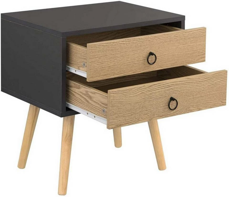 EUGAD Nachttisch, Beistelltisch mit 2 Schubladen Nachtkommode Nachtschrank Holzbeine MDF 46x35x50cm Weiß Grau, Weiß 14 EUGAD Nachttisch, Beistelltisch mit 2 Schubladen Nachtkommode Nachtschrank Holzbeine MDF 46x35x50cm Weiß Grau, Weiß – Bild 13