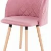 EUGAD Esszimmerstuhl, Esszimmerstuhl Küchenstuhl aus Samt Massivholz Rosa Cremeweiß