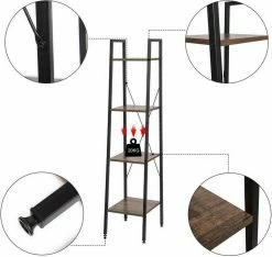 EUGAD Bücherregal, Standregal Badregal Bücherregal Küchenregal Schuhregal aus Holz und Stahl, mit 4 Ablagen, 34 x 35 x 148 cm Golden-Weißer Marmor, Schwarz Marmor, Vintage -EUGAD Verkäufe 05ef59d2 b9b2 58b3 a1c4 82b8fcca45b4