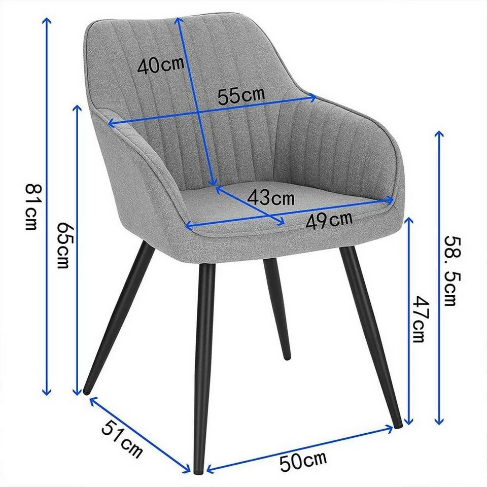 EUGAD Esszimmerstuhl (1 Stück), Küchenstuhl Wohnzimmerstuhl Sitzfläche aus Leinen Polsterstuhl mit Armlehne Metallbeine für Esszimmer Wohnzimmer Küche,Dunkelgrau Hellgrau 12 EUGAD Esszimmerstuhl (1 Stück), Küchenstuhl Wohnzimmerstuhl Sitzfläche aus Leinen Polsterstuhl mit Armlehne Metallbeine für Esszimmer Wohnzimmer Küche,Dunkelgrau Hellgrau – Bild 10