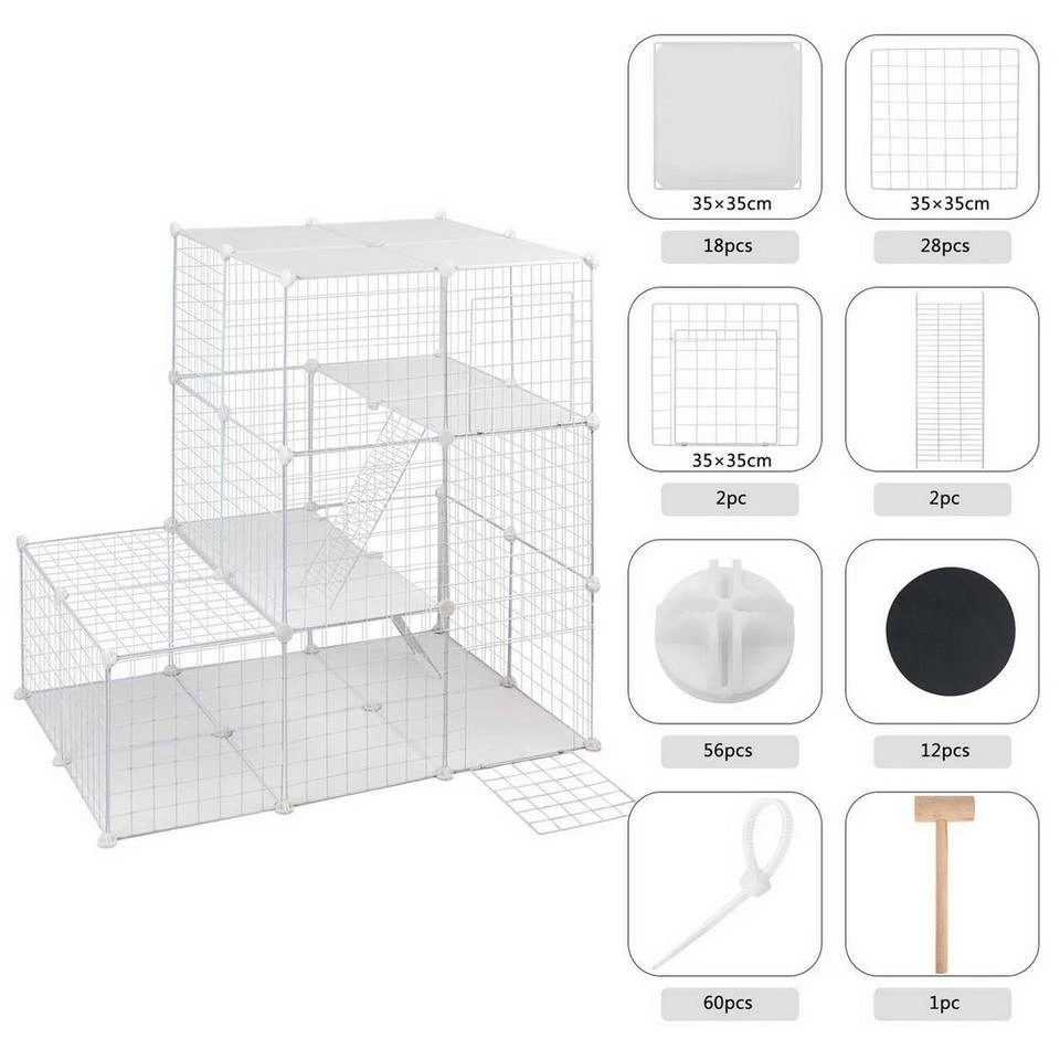 EUGAD Freigehege, Freigehege Kaninchen mit Stauraum Hasen Meerschweinchen Welpenauslauf Laufgitter mit Tür&Treppe DIY Schwarz 48 Platten (35x35cm/Platte) 110x 75 x 110 cm 9 EUGAD Freigehege, Freigehege Kaninchen mit Stauraum Hasen Meerschweinchen Welpenauslauf Laufgitter mit Tür&Treppe DIY Schwarz 48 Platten (35x35cm/Platte) 110x 75 x 110 cm – Bild 7