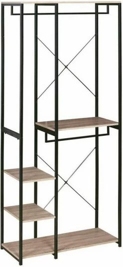 EUGAD Kleiderständer, Garderobenständer mit 7 Ablagen Schwarz-Vintage Schwarz-Hell Eiche -EUGAD Verkäufe 0712b2b1 3ba9 5225 b0e4 1f2d77a7244e