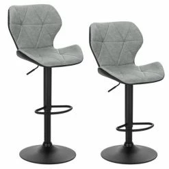 EUGAD Barhocker (2 St), 2er-Set höhenverstellbar und drenbar mit Rückenlehne aus Kunstleder Stahl Grau Anthrazit, Braun, Dunkelbraun