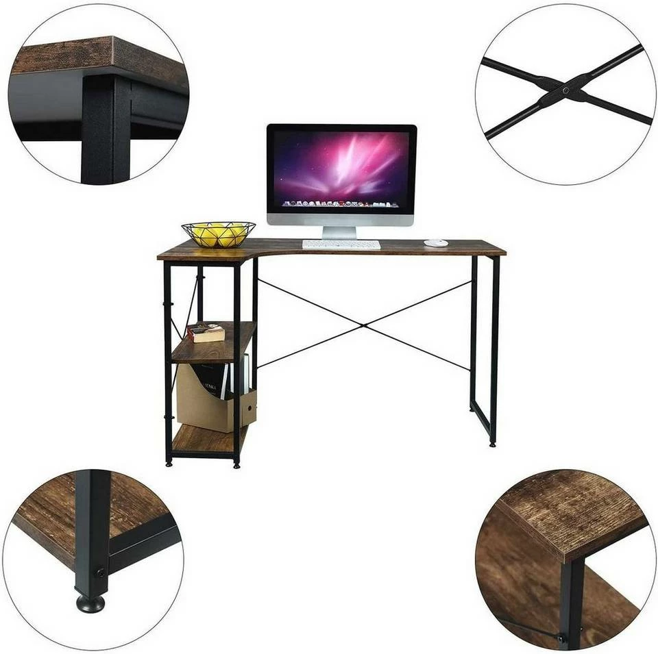 EUGAD Schreibtisch, PC-Tisch Bürotisch Arbeitstisch mit Bücherregal Holz 120x74x71,5 cm Hell Eiche Holz Vintage, Weiß+Hell Eiche 15 EUGAD Schreibtisch, PC-Tisch Bürotisch Arbeitstisch mit Bücherregal Holz 120x74x71,5 cm Hell Eiche Holz Vintage, Weiß+Hell Eiche – Bild 13