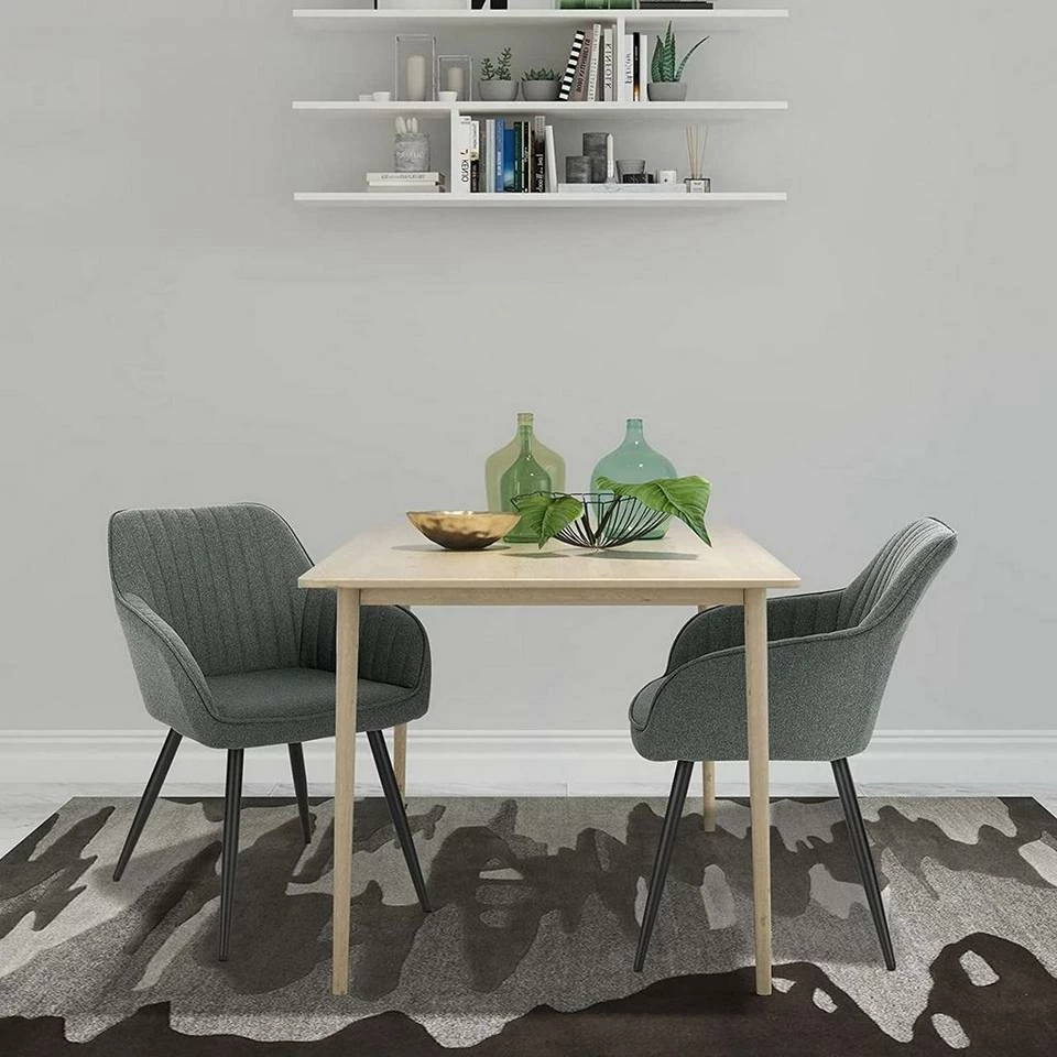 EUGAD Esszimmerstuhl (1 Stück), Küchenstuhl Wohnzimmerstuhl Sitzfläche aus Leinen Polsterstuhl mit Armlehne Metallbeine für Esszimmer Wohnzimmer Küche,Dunkelgrau Hellgrau 4 EUGAD Esszimmerstuhl (1 Stück), Küchenstuhl Wohnzimmerstuhl Sitzfläche aus Leinen Polsterstuhl mit Armlehne Metallbeine für Esszimmer Wohnzimmer Küche,Dunkelgrau Hellgrau – Bild 2