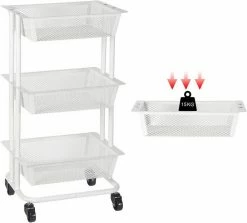 EUGAD Beistellwagen »0030CC«, Rollwagen Küchewagen 3 Gitterkörbe, Rolle mit Bremse 40x76x30 cm Weiß -EUGAD Verkäufe 09b5d4d7 8f87 5957 8757 ed3ae34d60cd