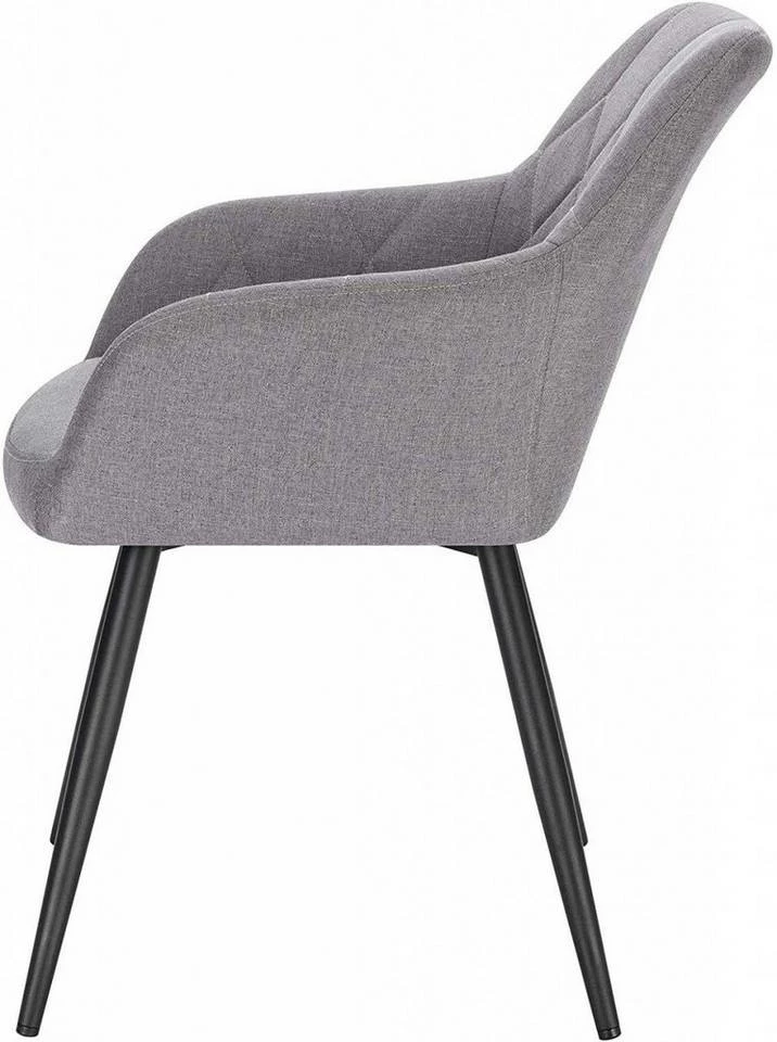 EUGAD Esszimmerstuhl, Polsterstuhl Leinen,mit Armlehnen Metallbeinen Dunkelgrau, Hellgrau 6 EUGAD Esszimmerstuhl, Polsterstuhl Leinen,mit Armlehnen Metallbeinen Dunkelgrau, Hellgrau – Bild 4