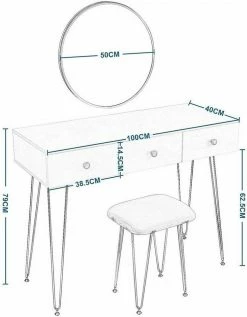 EUGAD Schminktisch, Kosmetiktisch mit 3 Schubladen, Frisiertisch aus MDF und Massivholz, 100x40x79cm, Weiß-Golden 13 EUGAD Schminktisch, Kosmetiktisch mit 3 Schubladen, Frisiertisch aus MDF und Massivholz, 100x40x79cm, Weiß-Golden -EUGAD Verkäufe 0c2b0ccf 7e1c 5e35 a58d d4af90383721