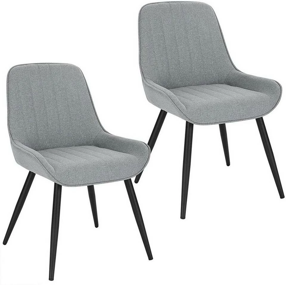 EUGAD Polsterstuhl (2 Stück), Esszimmerstühle aus Leinen mit stabilen Metallbeinen, mit Rückenlehne und gepolsterter Sitzfläche Dunkelgrau, Hellgrau 9 EUGAD Polsterstuhl (2 Stück), Esszimmerstühle aus Leinen mit stabilen Metallbeinen, mit Rückenlehne und gepolsterter Sitzfläche Dunkelgrau, Hellgrau – Bild 7