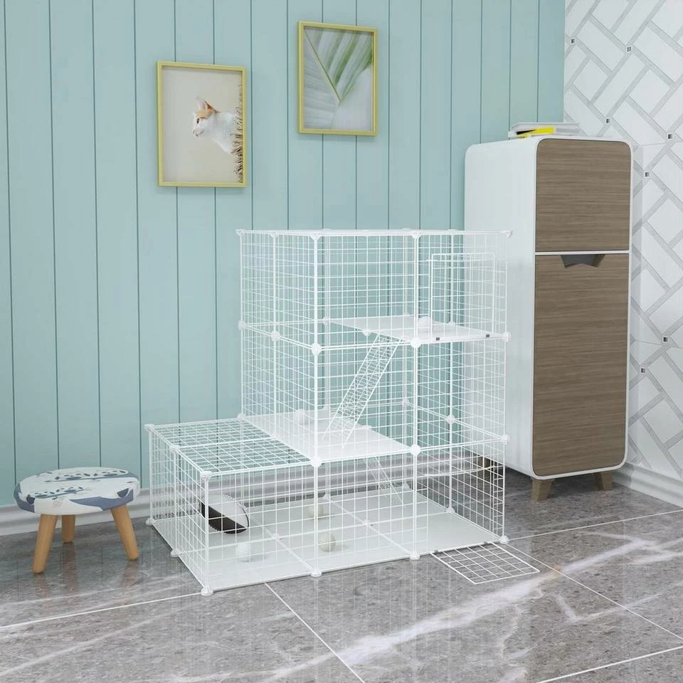 EUGAD Freigehege, Freigehege Kaninchen mit Stauraum Hasen Meerschweinchen Welpenauslauf Laufgitter mit Tür&Treppe DIY Schwarz 48 Platten (35x35cm/Platte) 110x 75 x 110 cm 4 EUGAD Freigehege, Freigehege Kaninchen mit Stauraum Hasen Meerschweinchen Welpenauslauf Laufgitter mit Tür&Treppe DIY Schwarz 48 Platten (35x35cm/Platte) 110x 75 x 110 cm – Bild 2