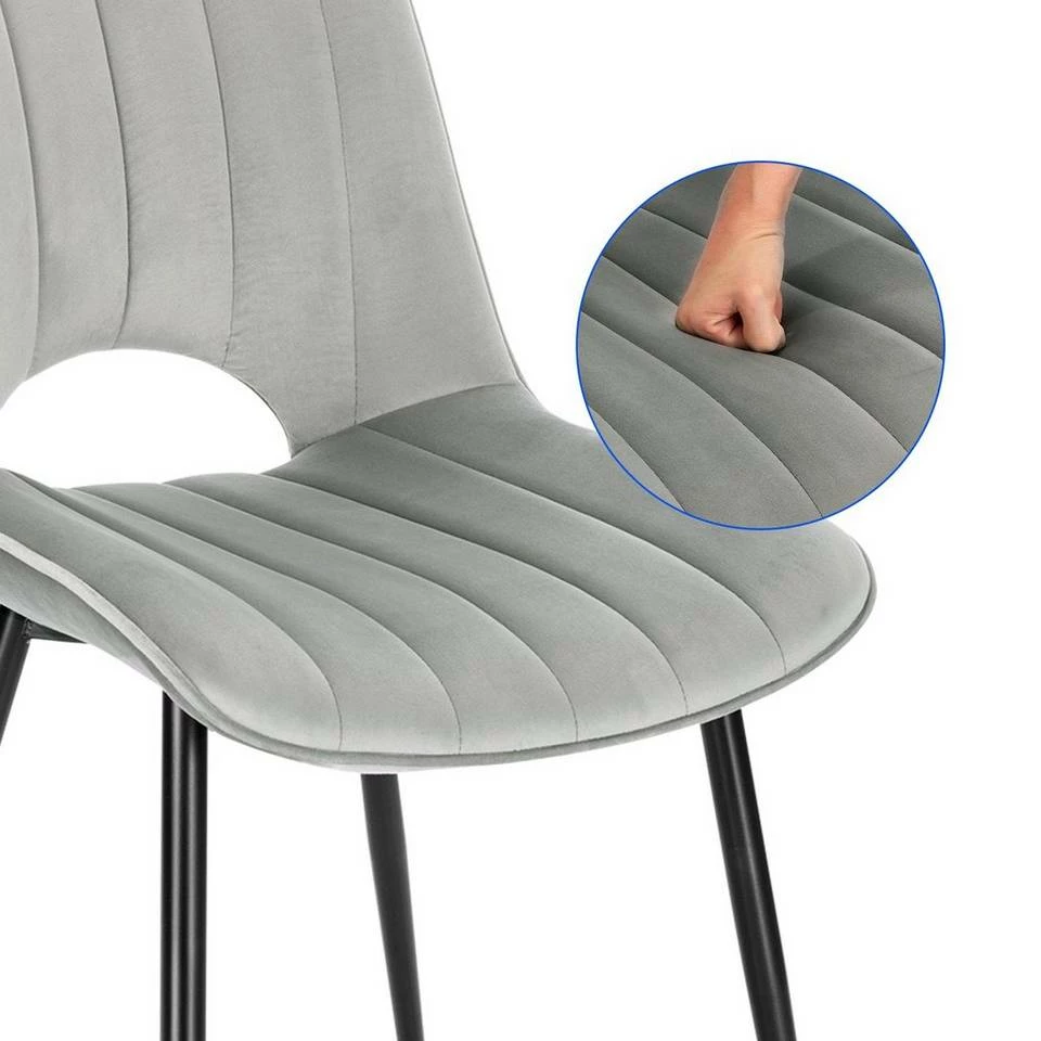 EUGAD Esszimmerstuhl (2 Stück), Küchenstuhl, Polsterstuhl, Wohnzimmerstuhl ohne Armlehne, Metallbeine, Samt, Dunkelgrau Hellgrau, Schwarz 18 EUGAD Esszimmerstuhl (2 Stück), Küchenstuhl, Polsterstuhl, Wohnzimmerstuhl ohne Armlehne, Metallbeine, Samt, Dunkelgrau Hellgrau, Schwarz – Bild 16