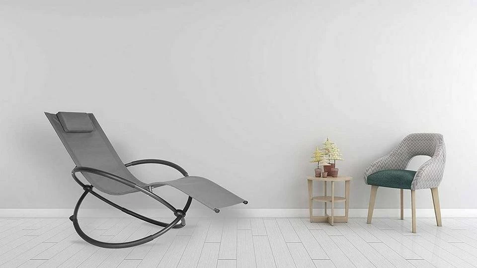 EUGAD Schaukelstuhl, 2tlg Schaukelstuhl Gartenliege Schwingstuhl für Terrasse Balkon Schwarz Grau 4 EUGAD Schaukelstuhl, 2tlg Schaukelstuhl Gartenliege Schwingstuhl für Terrasse Balkon Schwarz Grau – Bild 2