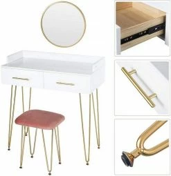 EUGAD Schminktisch, mit 3 Schubladen Tischplatte 100x40cm, Kosmetiktisch für Schlafzimmer, Weiß -EUGAD Verkäufe 0ef2c03a bb3f 5b6f b1c8 5e1c70bae64a