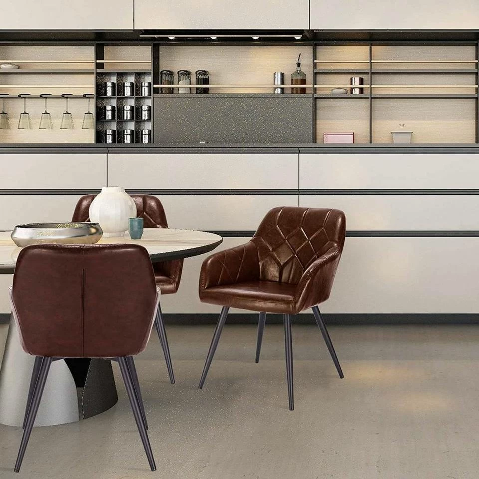 EUGAD Esszimmerstuhl, 2er-Set Esszimmerstuhl aus Kunstleder Metallbeine Dunkelbraun Schwarz 4 EUGAD Esszimmerstuhl, 2er-Set Esszimmerstuhl aus Kunstleder Metallbeine Dunkelbraun Schwarz – Bild 2