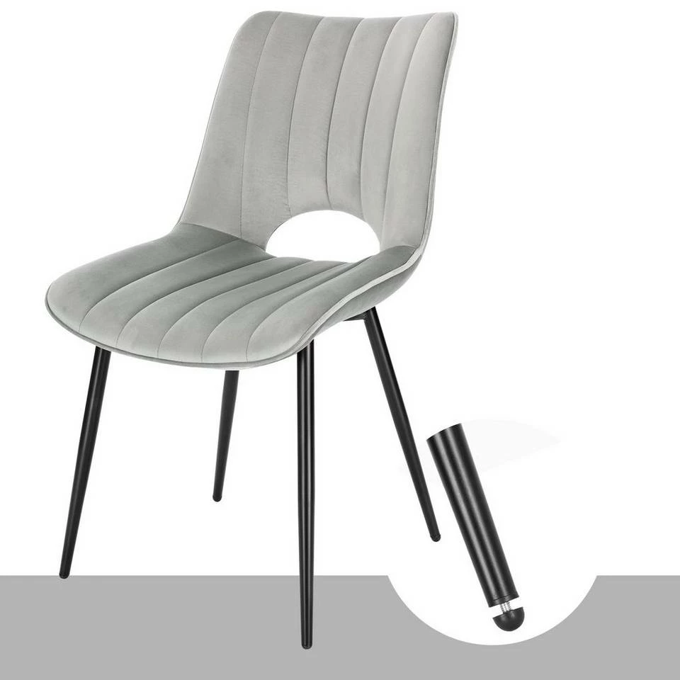 EUGAD Esszimmerstuhl (2 Stück), Küchenstuhl, Polsterstuhl, Wohnzimmerstuhl ohne Armlehne, Metallbeine, Samt, Dunkelgrau Hellgrau, Schwarz 19 EUGAD Esszimmerstuhl (2 Stück), Küchenstuhl, Polsterstuhl, Wohnzimmerstuhl ohne Armlehne, Metallbeine, Samt, Dunkelgrau Hellgrau, Schwarz – Bild 17