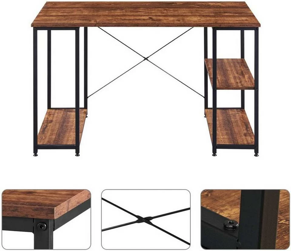 EUGAD Schreibtisch, Bürotisch PC-Tisch mit Ablage aus Metall und Holz, 120x60x75cm, Vintage 8 EUGAD Schreibtisch, Bürotisch PC-Tisch mit Ablage aus Metall und Holz, 120x60x75cm, Vintage – Bild 6