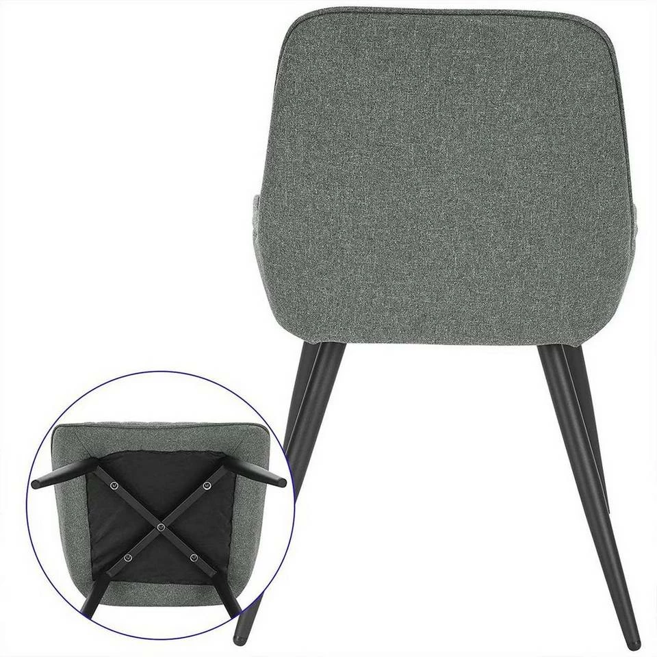 EUGAD Polsterstuhl (2 Stück), Esszimmerstühle aus Leinen mit stabilen Metallbeinen, mit Rückenlehne und gepolsterter Sitzfläche Dunkelgrau, Hellgrau 8 EUGAD Polsterstuhl (2 Stück), Esszimmerstühle aus Leinen mit stabilen Metallbeinen, mit Rückenlehne und gepolsterter Sitzfläche Dunkelgrau, Hellgrau – Bild 6