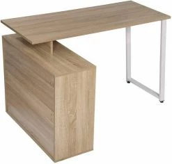 EUGAD Schreibtisch, mit Ablagen Holz 116x75x80cm Dunkelbuche Helleiche, Weiß -EUGAD Verkäufe 13b00ecd 9e5d 5943 b803 42a3673c0b7e