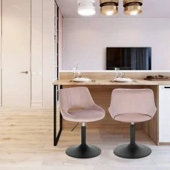 EUGAD Barhocker (4 St), Barstuhl Barsessel Sessel Loungesessel höhenverstellbar Clubsessel Cocktailsessel Drehsessel Samt Sitzhöhe 40–55 cm Schwarz Dunkelgrau, Rosa -EUGAD Verkäufe 1432daea 2f0b 4530 b758 e2f45fdd0986