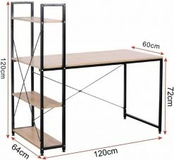 EUGAD Schreibtisch, Bürotisch mit Ablage Holz Stahl 120x64x120cm (BxTxH) Hell Eiche+schwarz Dunkel Buche-Schwarz, Hell Eiche-Schwarz, Hell Eiche-Wei&szlig; -EUGAD Verkäufe 145e607d 8471 5e8d a39b fea0e26681c2