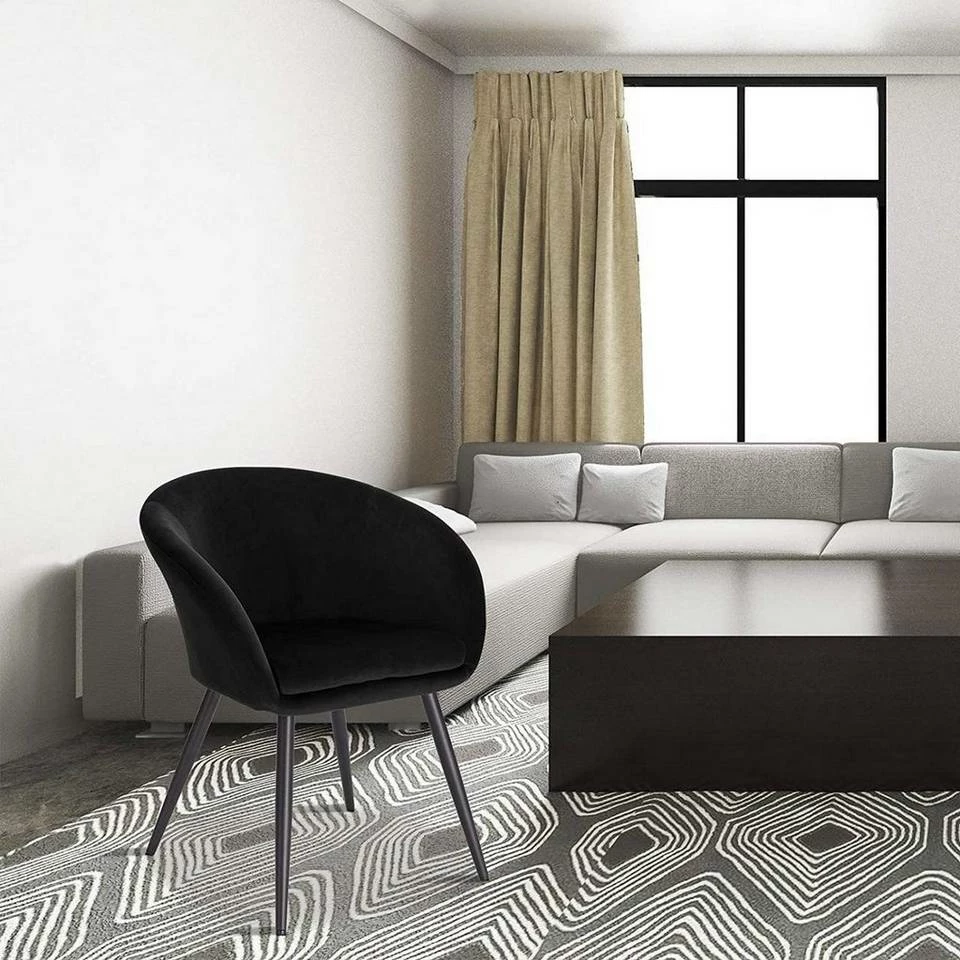 EUGAD Esszimmerstuhl, mit Armlehne, Retro Design, Samt, Metall Dunkelgrau Hellgrau, Schwarz 10 EUGAD Esszimmerstuhl, mit Armlehne, Retro Design, Samt, Metall Dunkelgrau Hellgrau, Schwarz – Bild 8