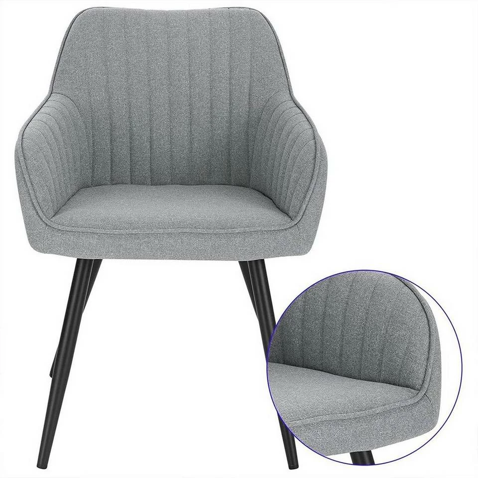 EUGAD Esszimmerstuhl (1 Stück), Küchenstuhl Wohnzimmerstuhl Sitzfläche aus Leinen Polsterstuhl mit Armlehne Metallbeine für Esszimmer Wohnzimmer Küche,Dunkelgrau Hellgrau 13 EUGAD Esszimmerstuhl (1 Stück), Küchenstuhl Wohnzimmerstuhl Sitzfläche aus Leinen Polsterstuhl mit Armlehne Metallbeine für Esszimmer Wohnzimmer Küche,Dunkelgrau Hellgrau – Bild 11