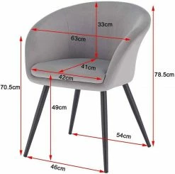 EUGAD Esszimmerstuhl, 2er-Set mit Armlehne, Retro Design, Samt, Metall Schwarz Dunkelgrau, Hellgrau -EUGAD Verkäufe 14b673ed 5189 52b0 8117 c5280b6392fe