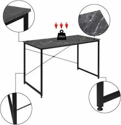 EUGAD Schreibtisch, mit Bücherregal 120x60x70 cm Schwarz Marmor Holz Vintage -EUGAD Verkäufe 15acdf63 4160 5dd4 92d8 86ab8fadfb3a