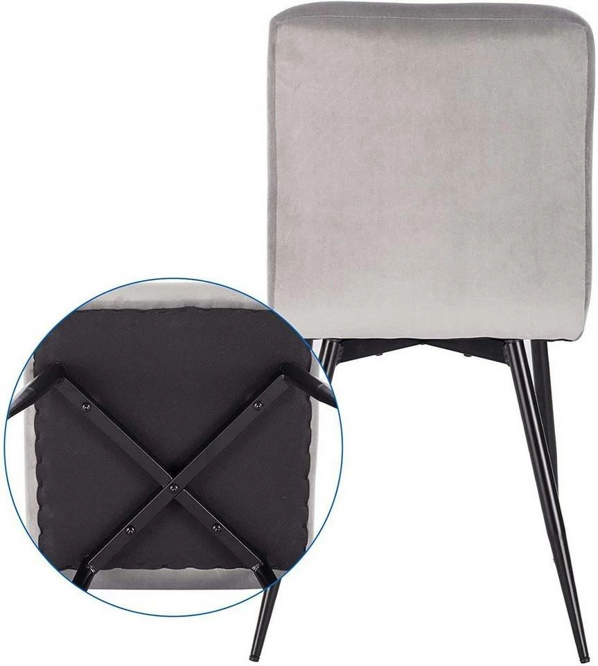 EUGAD Esszimmerstuhl (4 Stück), Polsterstuhl Wohnzimmerstuhl Samtstuhl Sessel mit Rückenlehne, Metallbeine, Sitzfläche aus Samt, Blau Creme, Dunkelgrau, Hellgrau, Rosa 14 EUGAD Esszimmerstuhl (4 Stück), Polsterstuhl Wohnzimmerstuhl Samtstuhl Sessel mit Rückenlehne, Metallbeine, Sitzfläche aus Samt, Blau Creme, Dunkelgrau, Hellgrau, Rosa – Bild 12