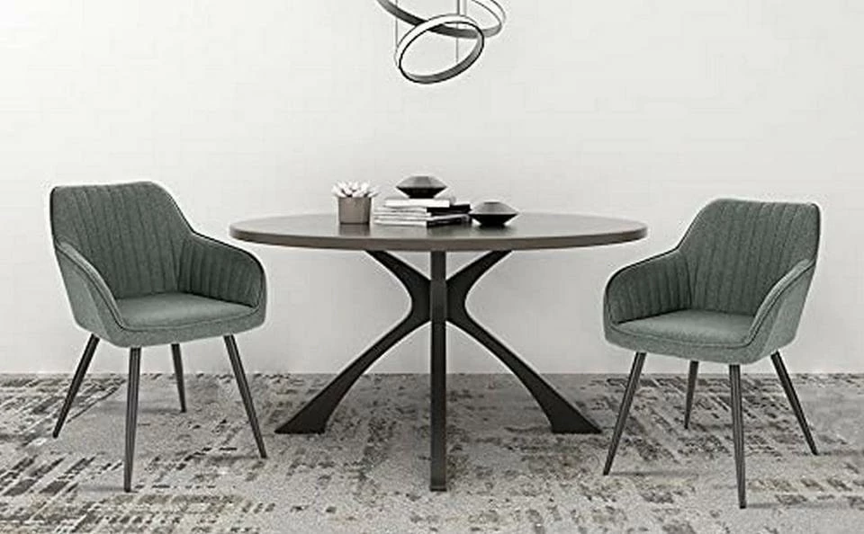 EUGAD Esszimmerstuhl (1 Stück), Küchenstuhl Wohnzimmerstuhl Sitzfläche aus Leinen Polsterstuhl mit Armlehne Metallbeine für Esszimmer Wohnzimmer Küche,Dunkelgrau Hellgrau 6 EUGAD Esszimmerstuhl (1 Stück), Küchenstuhl Wohnzimmerstuhl Sitzfläche aus Leinen Polsterstuhl mit Armlehne Metallbeine für Esszimmer Wohnzimmer Küche,Dunkelgrau Hellgrau – Bild 4