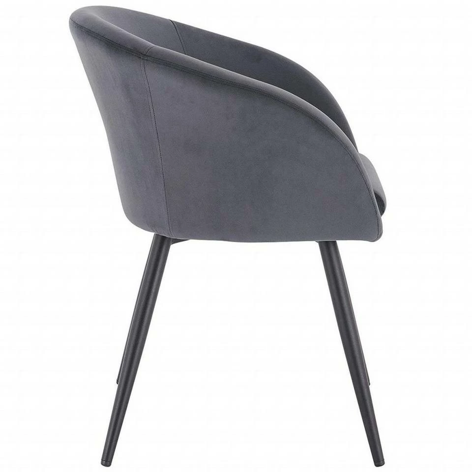 EUGAD Esszimmerstuhl, mit Armlehne, Retro Design, Samt, Metall Dunkelgrau Hellgrau, Schwarz 7 EUGAD Esszimmerstuhl, mit Armlehne, Retro Design, Samt, Metall Dunkelgrau Hellgrau, Schwarz – Bild 5