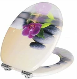 EUGAD WC-Sitz (1-St), Toilettensitz, WC Sitz mit Absenkautomatik, MDF, Holz, Softclose Scharnier Grüne Blätter, Holzfarbe, Lilie, Seestern, Seestern Am Strand, Seestern Sonnenuntergang, Stone, ‎Lila Blume und Stones -EUGAD Verkäufe 170d621d 6f49 474a a4d9 b07c51928a1e