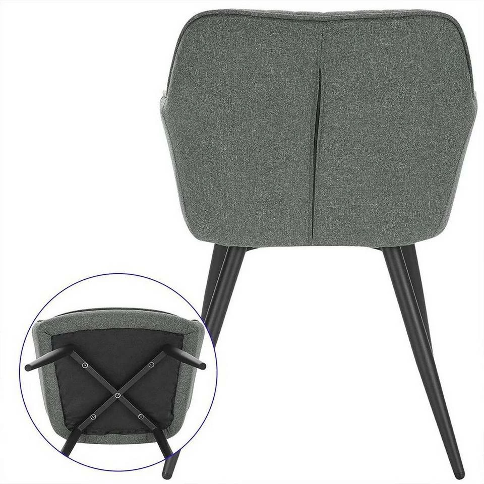 EUGAD Esszimmerstuhl (1 Stück), Küchenstuhl Wohnzimmerstuhl Sitzfläche aus Leinen Polsterstuhl mit Armlehne Metallbeine für Esszimmer Wohnzimmer Küche,Dunkelgrau Hellgrau 8 EUGAD Esszimmerstuhl (1 Stück), Küchenstuhl Wohnzimmerstuhl Sitzfläche aus Leinen Polsterstuhl mit Armlehne Metallbeine für Esszimmer Wohnzimmer Küche,Dunkelgrau Hellgrau – Bild 6