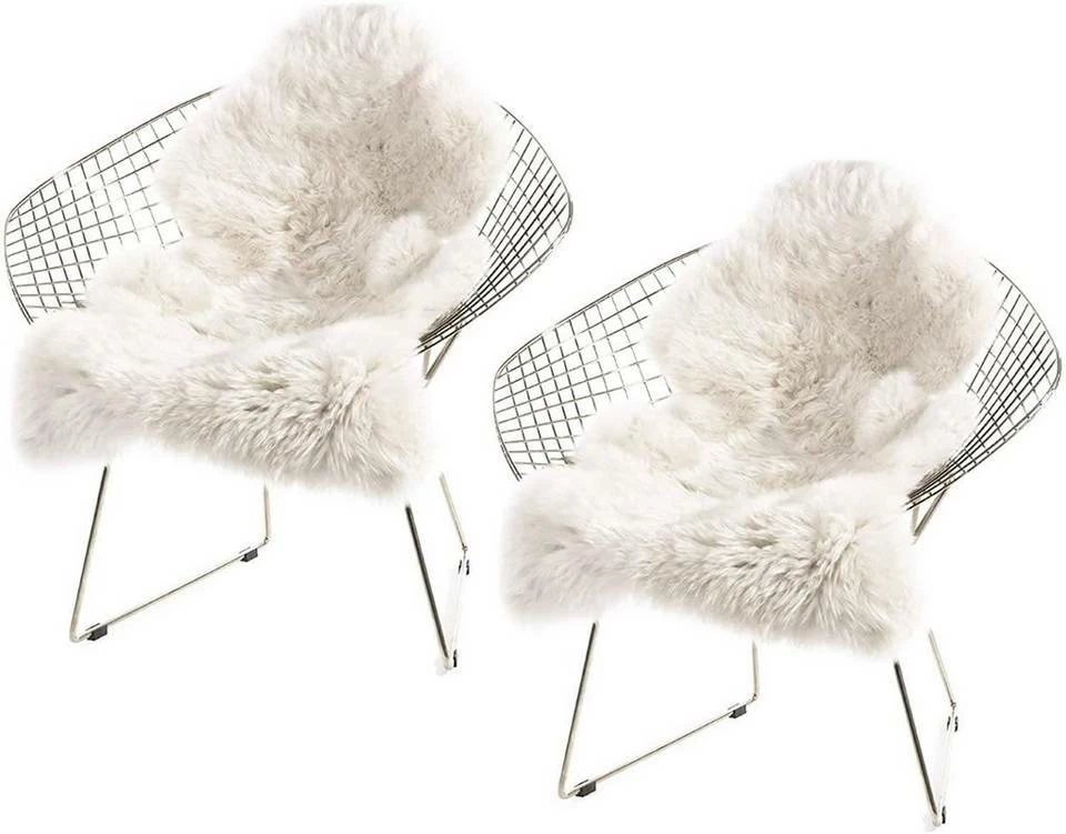 Teppich, EUGAD, 2er-Set Öko Lammfell echtes Longhair Fell XL (100-104)x65cm Weiß 2 Teppich, EUGAD, 2er-Set Öko Lammfell echtes Longhair Fell XL (100-104)x65cm Weiß