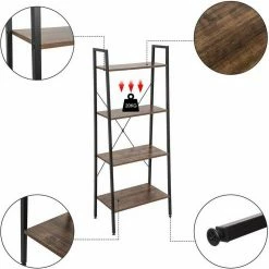 EUGAD Bücherregal, Standregal Bücherregal Metallregal Leiterregal Stufenregal Multifunktionale Regal Industrie Design MDF Metall Schwarz+schwarzer Marmor Golden+Weißer Marmor, Vintage -EUGAD Verkäufe 18086f1e de75 5534 9a13 ef49060ef7c0