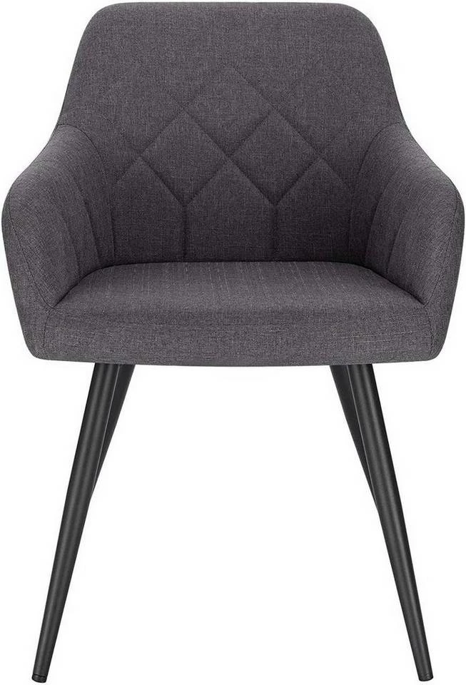 EUGAD Esszimmerstuhl (1 Stück), Wohnzimmerstuhl aus Leinen Polsterstuhl mit Armlehnen und Rückenlehne schwarze Gestell aus Metall Hellgrau Dunkelgrau 14 EUGAD Esszimmerstuhl (1 Stück), Wohnzimmerstuhl aus Leinen Polsterstuhl mit Armlehnen und Rückenlehne schwarze Gestell aus Metall Hellgrau Dunkelgrau – Bild 12