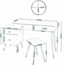 EUGAD Schminktisch (1-St), Schminktisch mit Hocker und Spiegel, Frisiertisch mit 4 Schubladen und Kosmetiktisch Frisierkommode für Schlafzimmer, Weiß Gold 13 EUGAD Schminktisch (1-St), Schminktisch mit Hocker und Spiegel, Frisiertisch mit 4 Schubladen und Kosmetiktisch Frisierkommode für Schlafzimmer, Weiß Gold -EUGAD Verkäufe 18cba373 3850 51ca 9242 e707a8207497