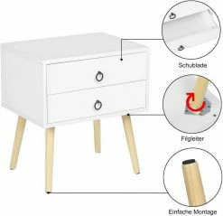 EUGAD Nachttisch, Beistelltisch mit 2 Schubladen Nachtkommode Nachtschrank Holzbeine MDF 46x35x50cm Weiß Grau, Weiß 23 EUGAD Nachttisch, Beistelltisch mit 2 Schubladen Nachtkommode Nachtschrank Holzbeine MDF 46x35x50cm Weiß Grau, Weiß -EUGAD Verkäufe 19af7d40 e93b 502d 9f66 c5ebd9df5c55