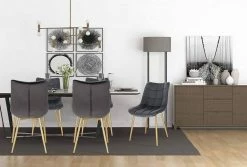 EUGAD Esszimmerstuhl, 6er-Set Küchenstühle Wohnzimmerstuhl mit Rückenlehne, Samt Sitzfläche, Gold Beine Schwarz Dunkelgrün, Grau, Rosa -EUGAD Verkäufe 19d4a695 00c5 5522 a644 2db45a14cf61