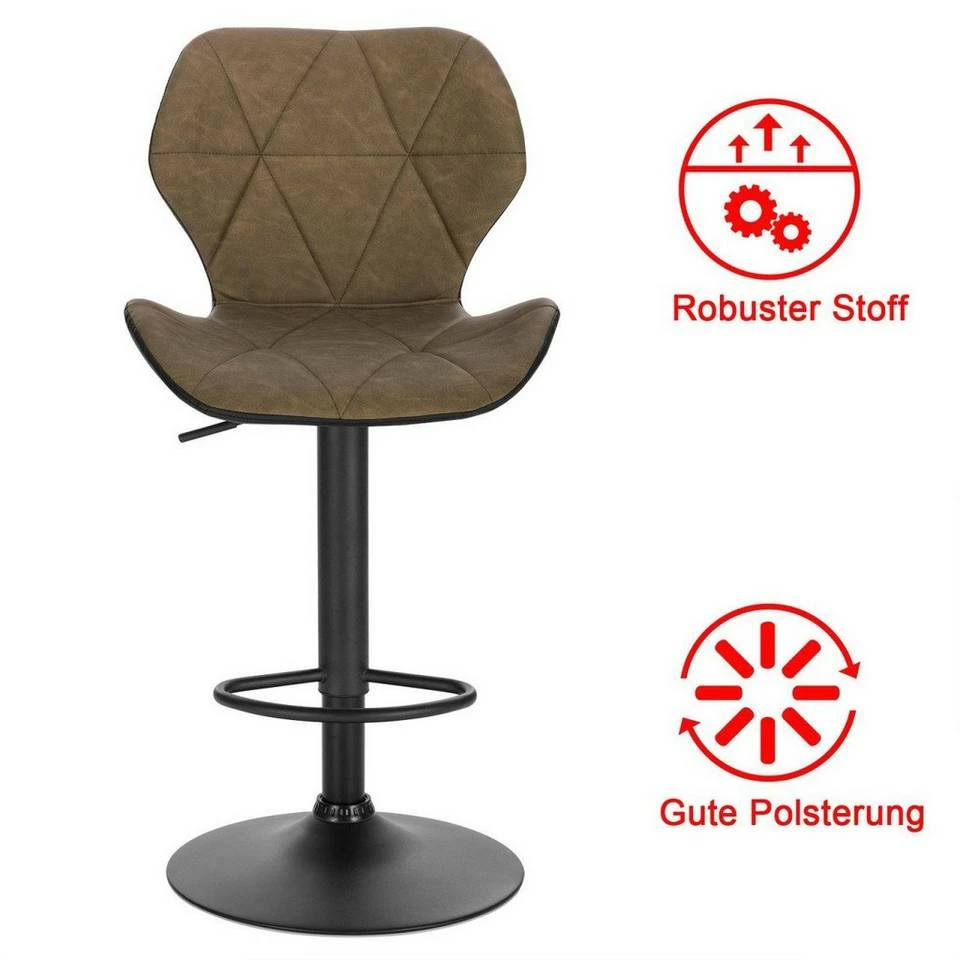 EUGAD Barhocker (2 St), 2er-Set höhenverstellbar und drenbar mit Rückenlehne aus Kunstleder Stahl Grau Anthrazit, Braun, Dunkelbraun 15 EUGAD Barhocker (2 St), 2er-Set höhenverstellbar und drenbar mit Rückenlehne aus Kunstleder Stahl Grau Anthrazit, Braun, Dunkelbraun – Bild 13