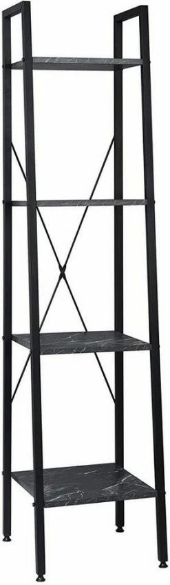 EUGAD Bücherregal, Standregal Badregal Bücherregal Küchenregal Schuhregal aus Holz und Stahl, mit 4 Ablagen, 34 x 35 x 148 cm Golden-Weißer Marmor, Schwarz Marmor, Vintage -EUGAD Verkäufe 1b8378f1 e2fb 4588 b2c7 f0ab2001f119