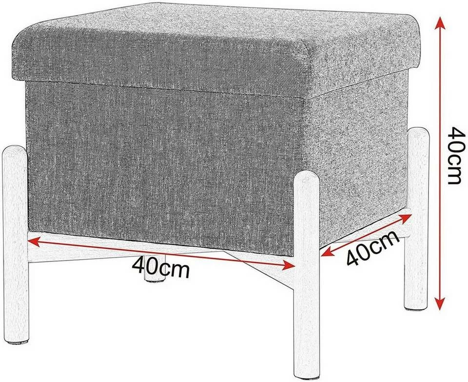 EUGAD Sitzhocker, Polsterhocker Sitztruhe bis 150kg belastbar, mit Stauraum, Deckel Abnehmbar Holzbeine Dunkelgrau Hellgrau 4 EUGAD Sitzhocker, Polsterhocker Sitztruhe bis 150kg belastbar, mit Stauraum, Deckel Abnehmbar Holzbeine Dunkelgrau Hellgrau – Bild 3