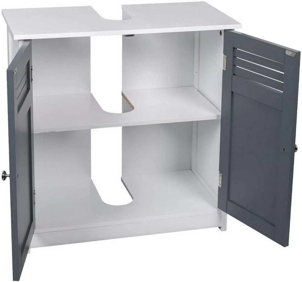 EUGAD Waschbeckenunterschrank Unterschrank Badezimmerschrank Waschtisch Badschrank mit 2 Türen 60x30x60cm aus MDF Weiß+Natur Weiß+Grau, Weiß+Natur 16 EUGAD Waschbeckenunterschrank Unterschrank Badezimmerschrank Waschtisch Badschrank mit 2 Türen 60x30x60cm aus MDF Weiß+Natur Weiß+Grau, Weiß+Natur – Bild 14