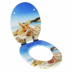 EUGAD WC-Sitz (1-St), Toilettensitz, WC Sitz mit Absenkautomatik, MDF, Holz, Softclose Scharnier Grüne Blätter, Holzfarbe, Lilie, Seestern, Seestern Am Strand, Seestern Sonnenuntergang, Stone, ‎Lila Blume und Stones -EUGAD Verkäufe 1c27419e 230e 4419 beca 24d54a2effbf