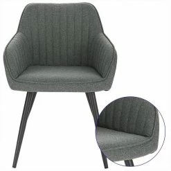 EUGAD Esszimmerstuhl, Küchenstuhl aus Leinen mit Armlehne Dunkelgrau, Hellgrau -EUGAD Verkäufe 1cae5f77 12a7 5913 b807 f1a70f5e8730