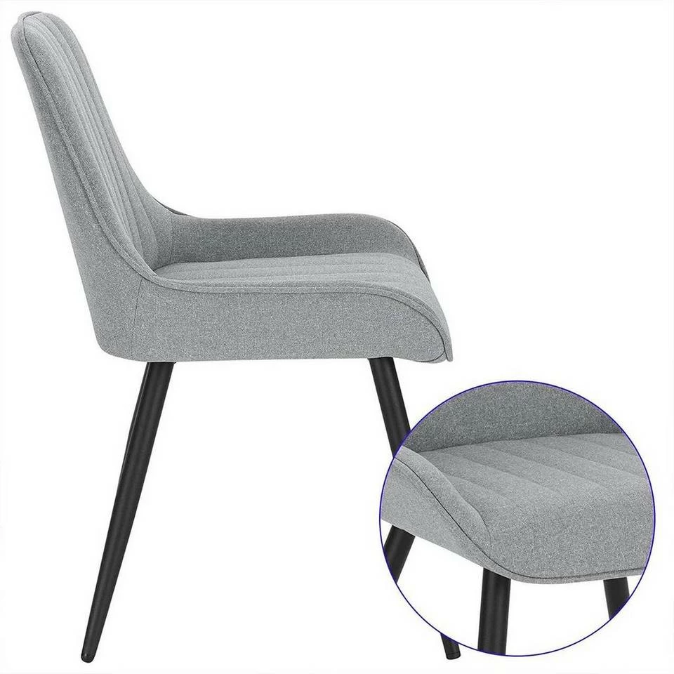 EUGAD Polsterstuhl (2 Stück), Esszimmerstühle aus Leinen mit stabilen Metallbeinen, mit Rückenlehne und gepolsterter Sitzfläche Dunkelgrau, Hellgrau 13 EUGAD Polsterstuhl (2 Stück), Esszimmerstühle aus Leinen mit stabilen Metallbeinen, mit Rückenlehne und gepolsterter Sitzfläche Dunkelgrau, Hellgrau – Bild 11